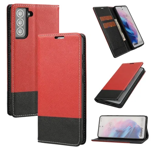 For Samsung Galaxy S21  5G Cross Texture Magnetic Horizontal Flip Leather Case with Card Slots