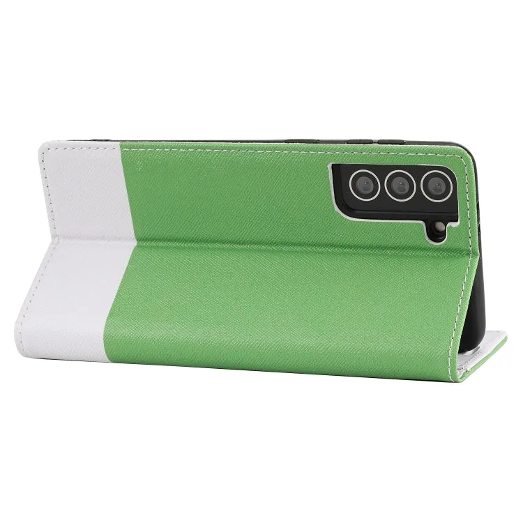 For Samsung Galaxy S21  5G Cross Texture Magnetic Horizontal Flip Leather Case with Card Slots