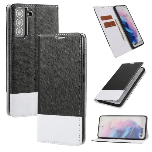 For Samsung Galaxy S21  5G Cross Texture Magnetic Horizontal Flip Leather Case with Card Slots