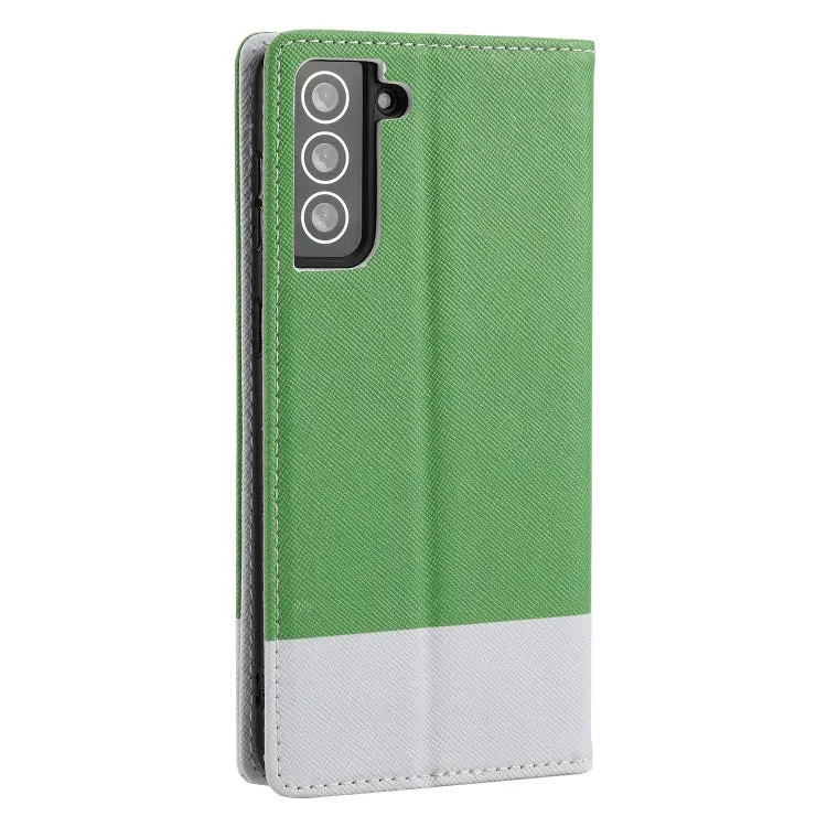 For Samsung Galaxy S21  5G Cross Texture Magnetic Horizontal Flip Leather Case with Card Slots