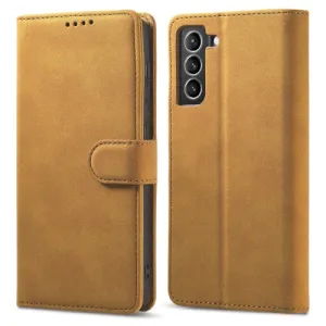For Samsung Galaxy S21  5G Frosted Anti-theft Brush Horizontal Flip Leather Case with Holder