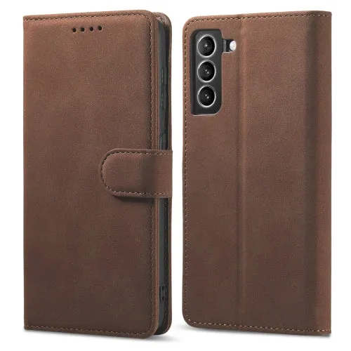 For Samsung Galaxy S21  5G Frosted Anti-theft Brush Horizontal Flip Leather Case with Holder