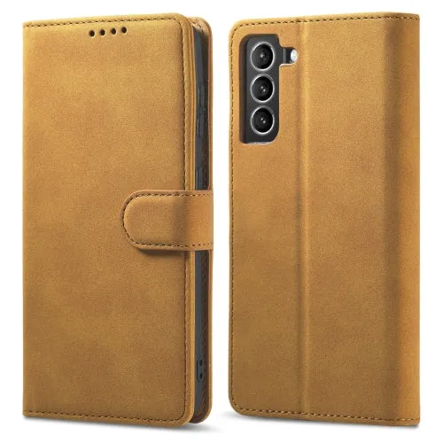 For Samsung Galaxy S21  5G Frosted Anti-theft Brush Horizontal Flip Leather Case with Holder
