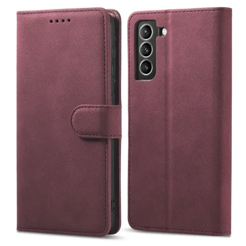 For Samsung Galaxy S21  5G Frosted Anti-theft Brush Horizontal Flip Leather Case with Holder