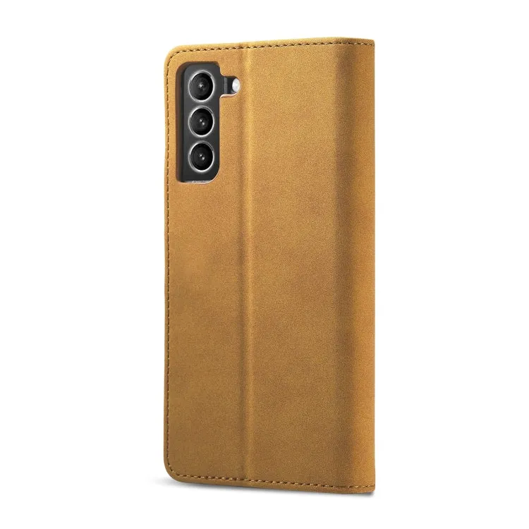 For Samsung Galaxy S21  5G Frosted Anti-theft Brush Horizontal Flip Leather Case with Holder