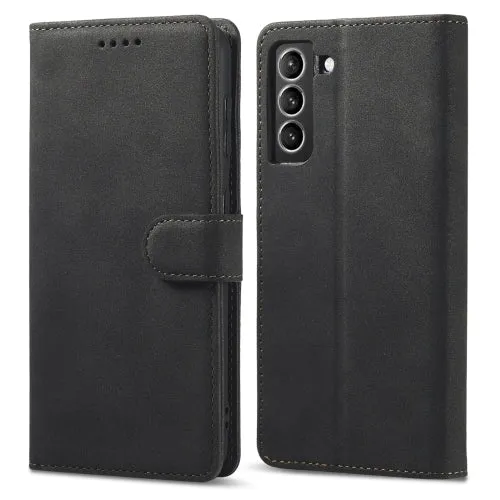 For Samsung Galaxy S21  5G Frosted Anti-theft Brush Horizontal Flip Leather Case with Holder
