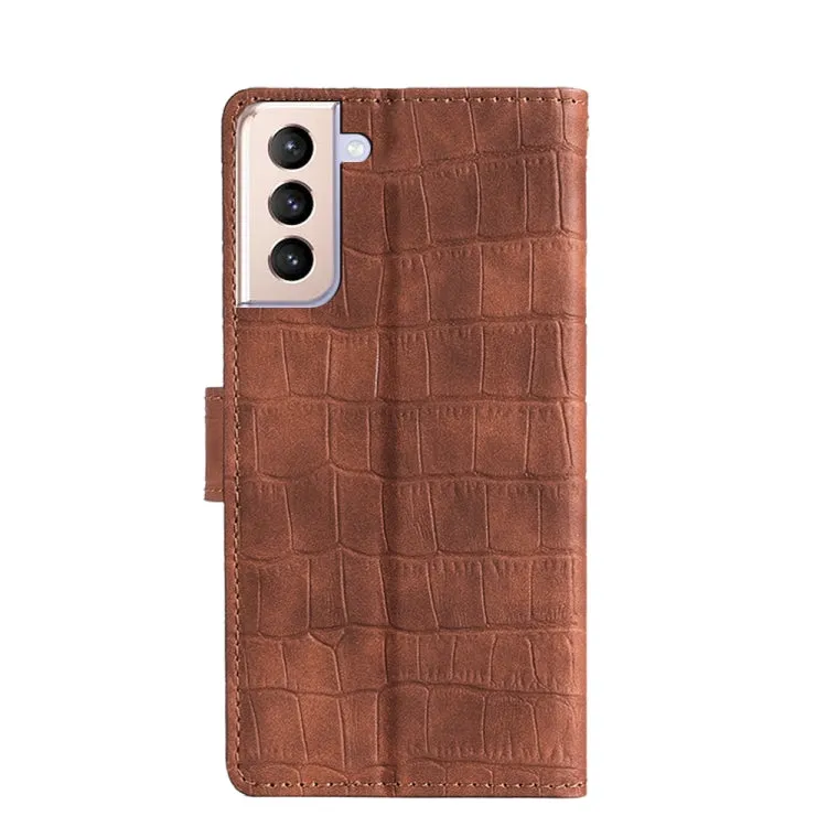 For Samsung Galaxy S21  5G Skin Feel Crocodile Texture Magnetic Clasp Horizontal Flip PU Leather