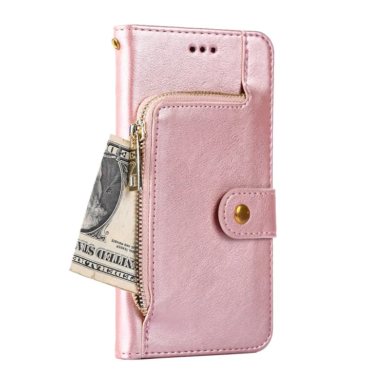 For Samsung Galaxy S21  5G Zipper Bag PU   TPU Horizontal Flip Leather Case with Holder  Card