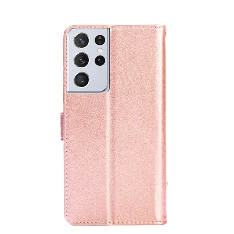For Samsung Galaxy S21  5G Zipper Bag PU   TPU Horizontal Flip Leather Case with Holder  Card