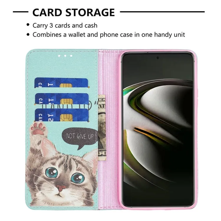 For Samsung Galaxy S22 5G Colored Drawing Pattern Invisible Magnetic Horizontal Flip Phone Leather