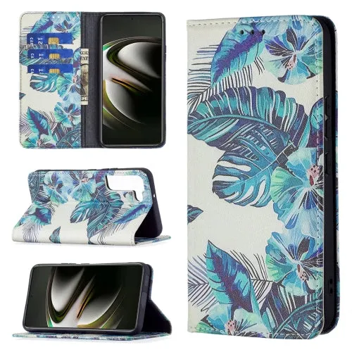 For Samsung Galaxy S22 5G Colored Drawing Pattern Invisible Magnetic Horizontal Flip Phone Leather