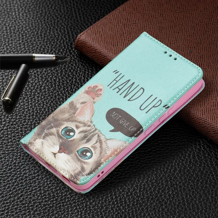 For Samsung Galaxy S22 5G Colored Drawing Pattern Invisible Magnetic Horizontal Flip Phone Leather