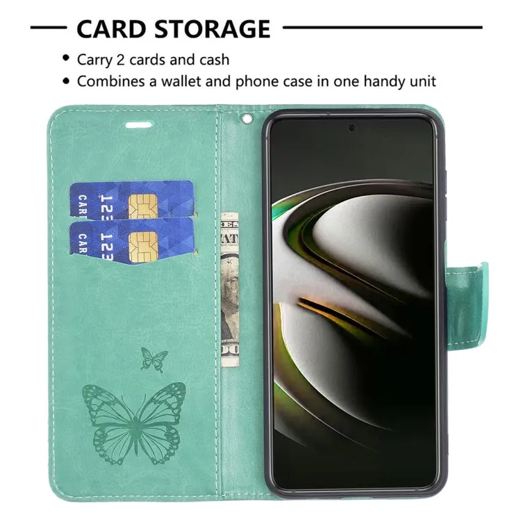 For Samsung Galaxy S22 5G Embossing Two Butterflies Pattern Leather Phone Case with Holder