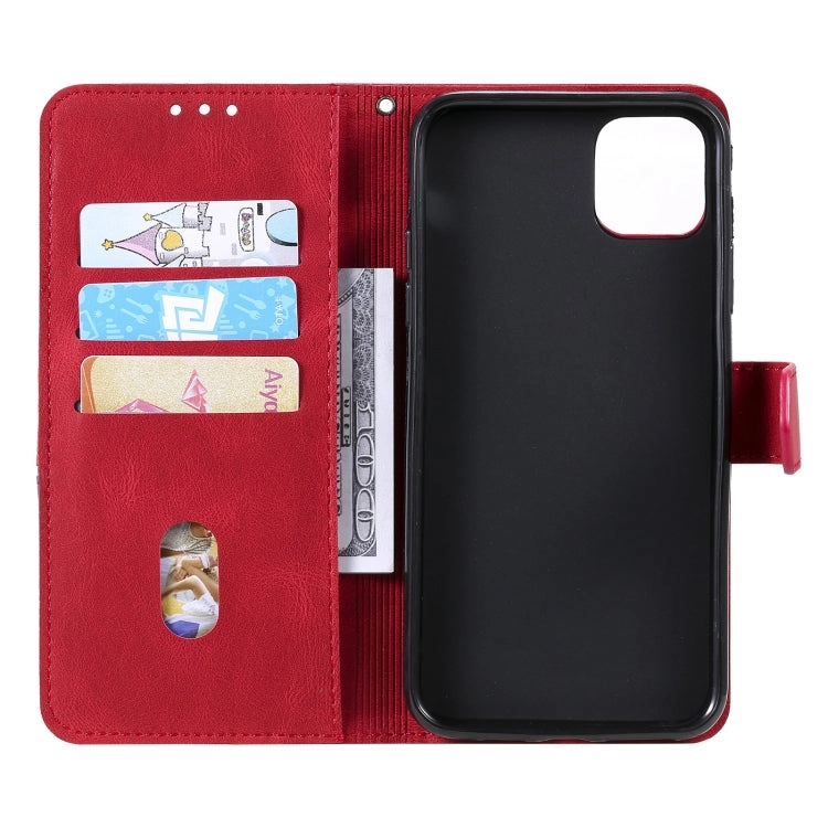 For Xiaomi Mi 11 Three-color Stitching Calf Texture Horizontal Flip Leather Case with Holder