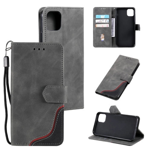 For Xiaomi Mi 11 Three-color Stitching Calf Texture Horizontal Flip Leather Case with Holder