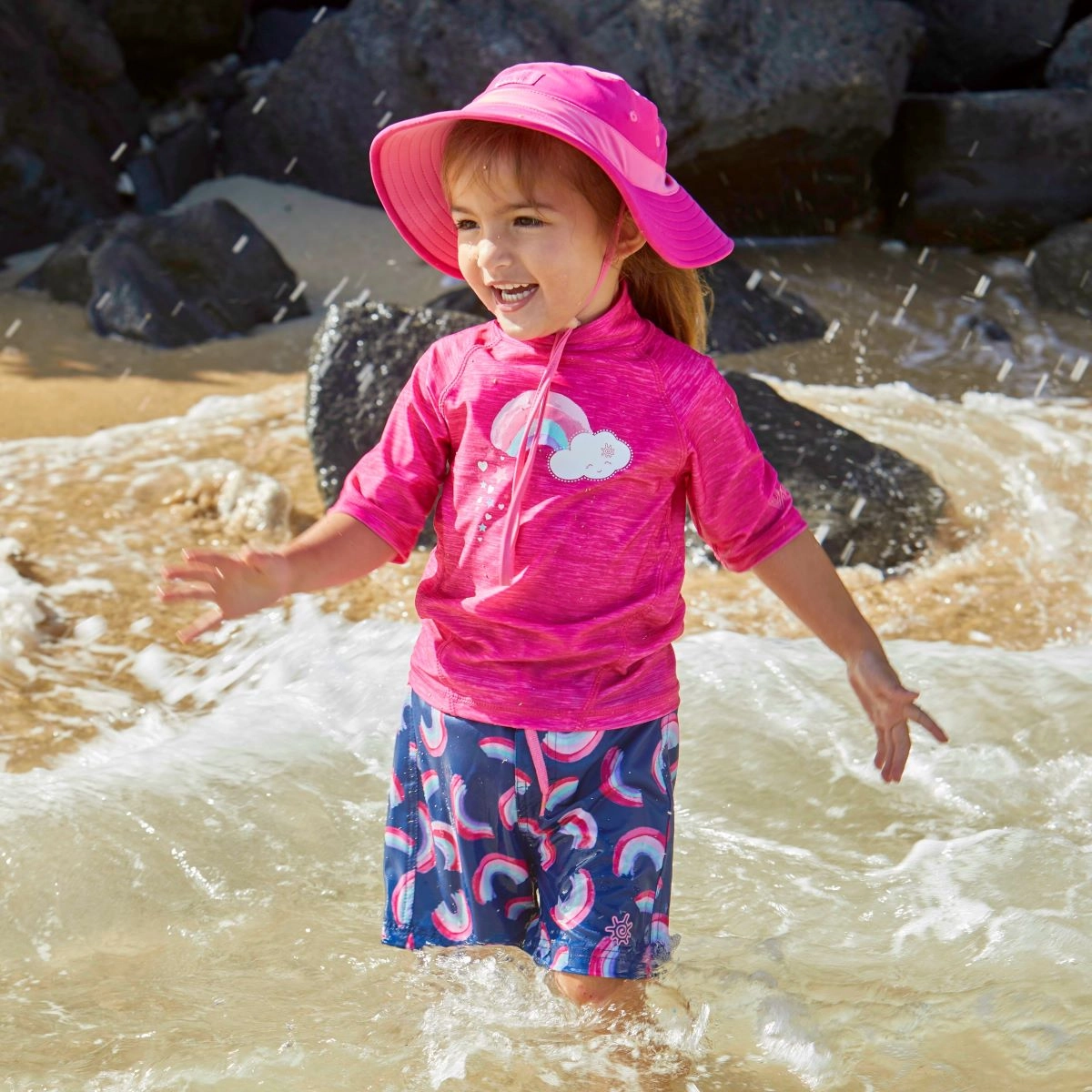 Girl's Short Sleeve Sport Sun & Swim Shirt