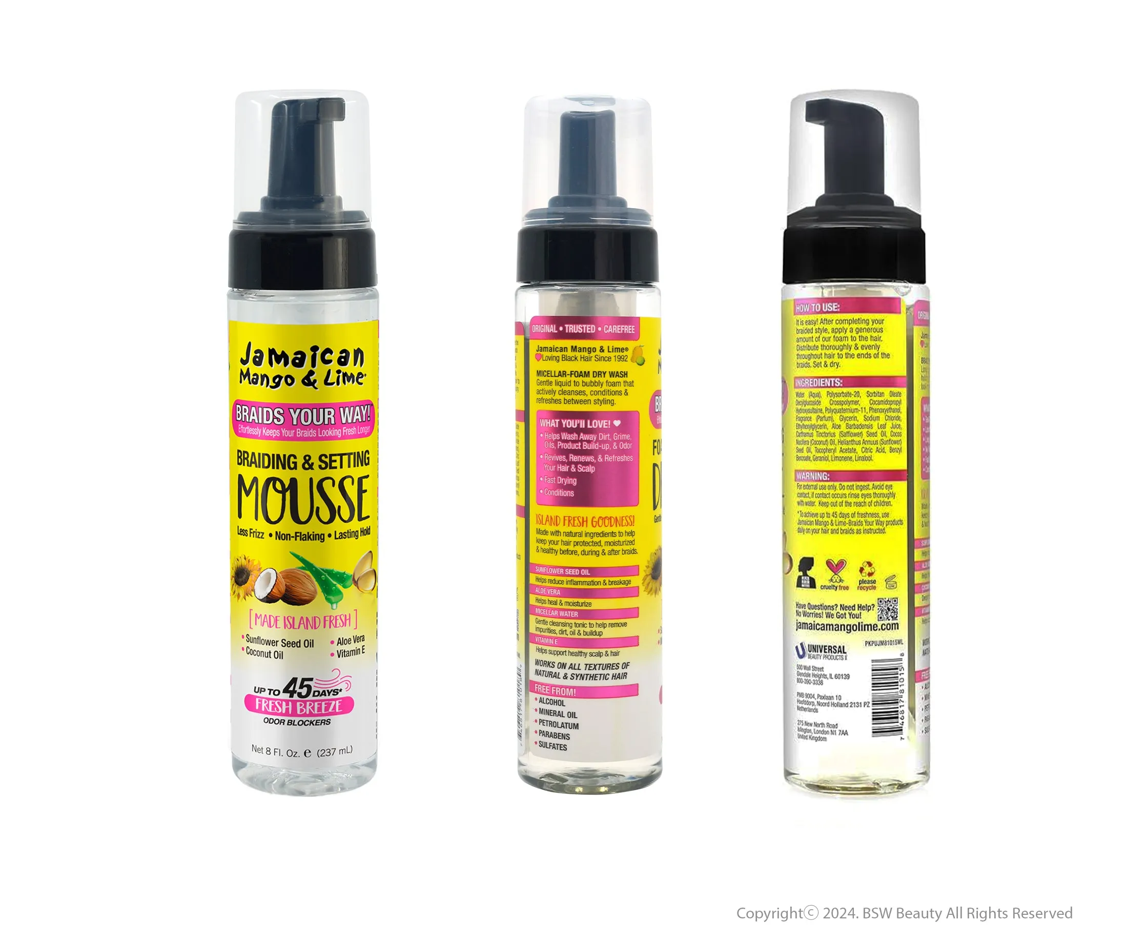 JAMAICAN MANGO & LIME BRAIDING AND SETTEING MOUSSE 8oz