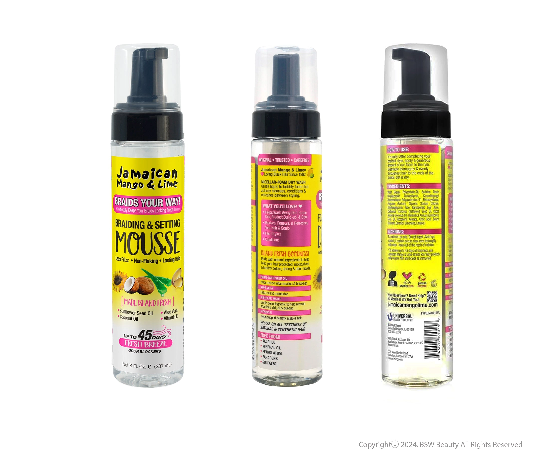 JAMAICAN MANGO & LIME BRAIDING AND SETTEING MOUSSE 8oz