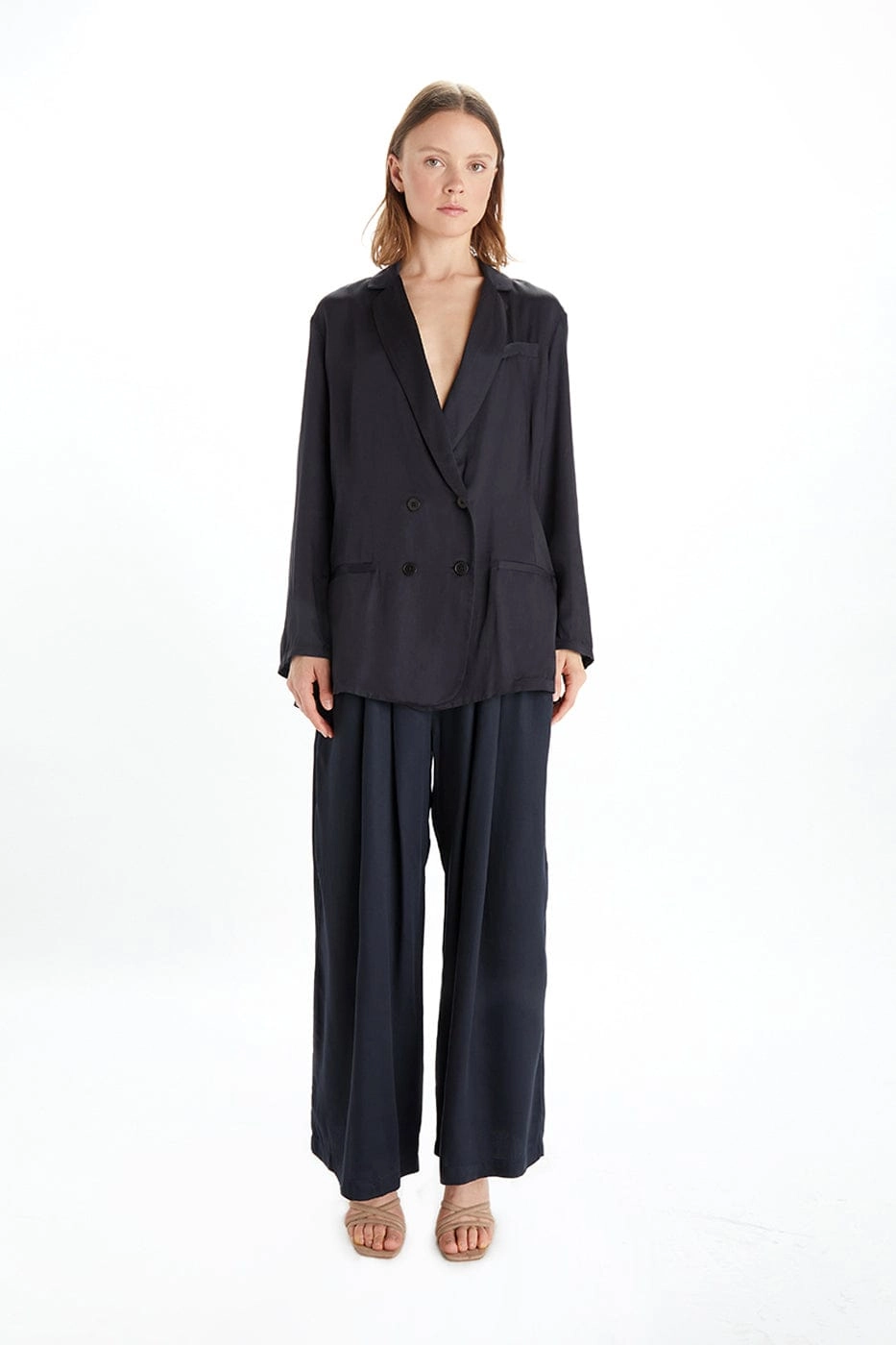 Jane Satin TENCEL™ Double Breasted Jacket | Multiple Colours