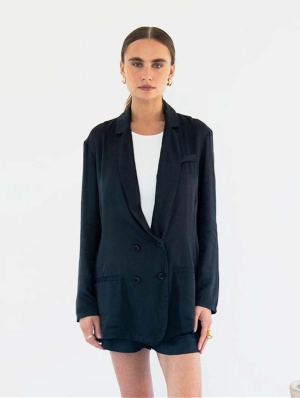 Jane Satin TENCEL™ Double Breasted Jacket | Multiple Colours