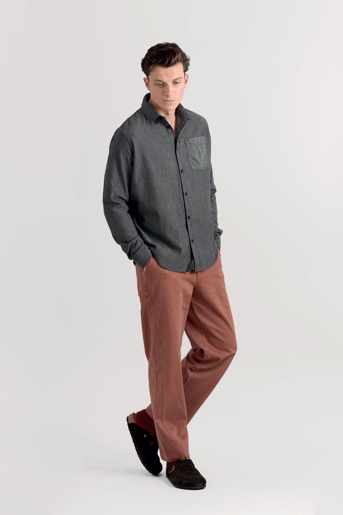 Jude Men's Organic Cotton Shirt | Monochrome Stripe