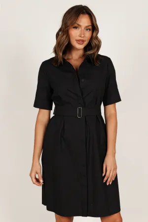 Kamal Midi Belted Dress - Black