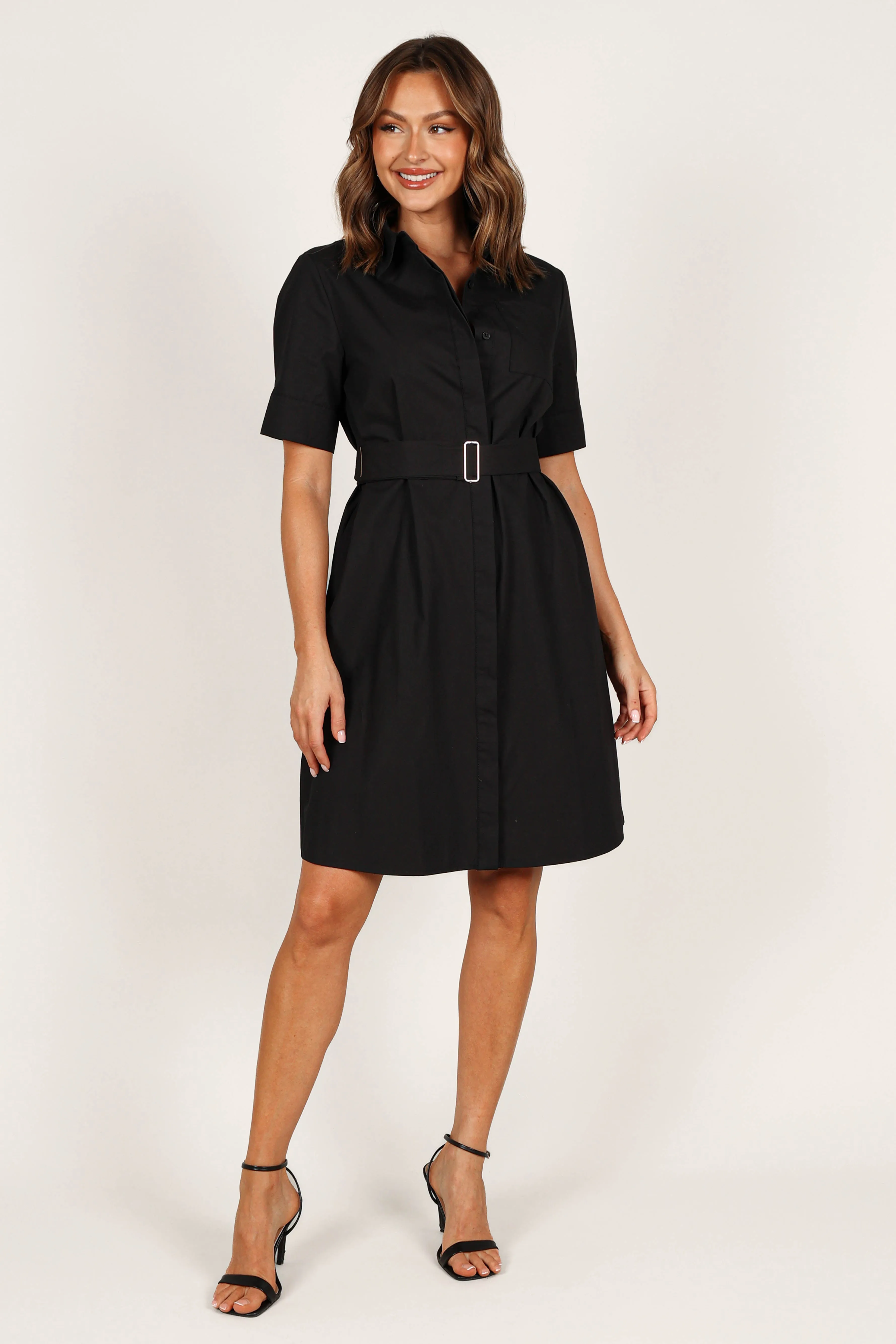 Kamal Midi Belted Dress - Black