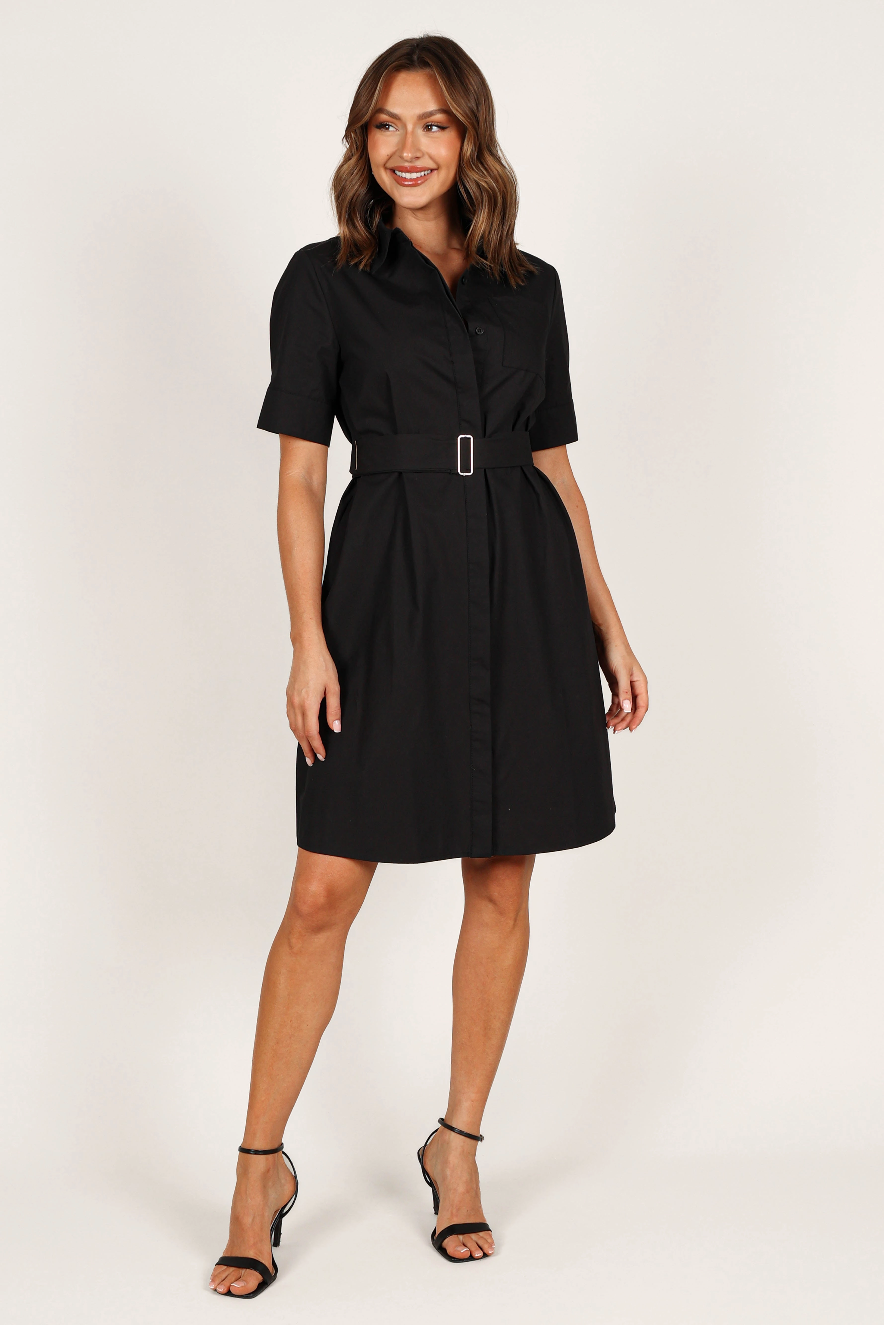 Kamal Midi Belted Dress - Black