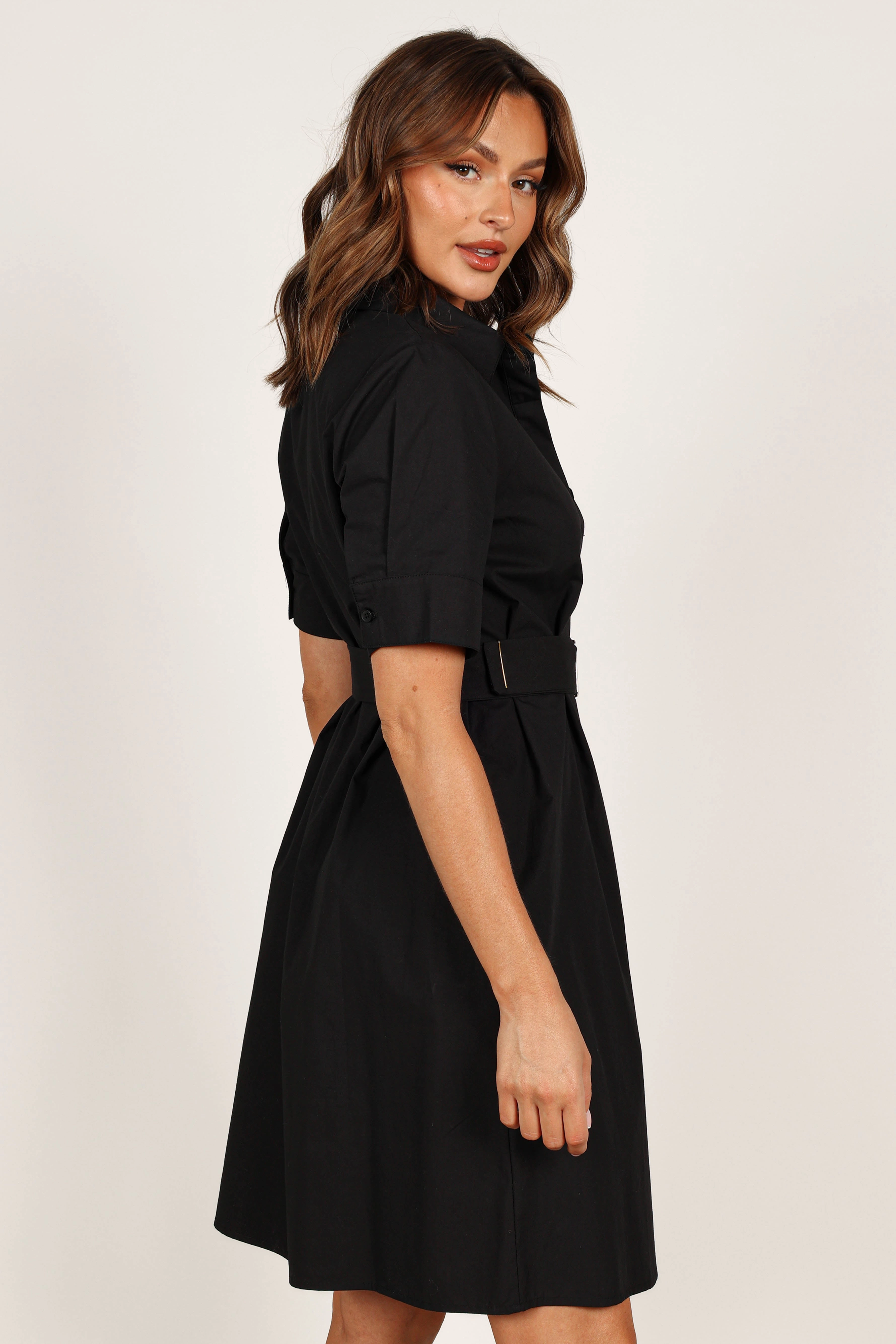 Kamal Midi Belted Dress - Black