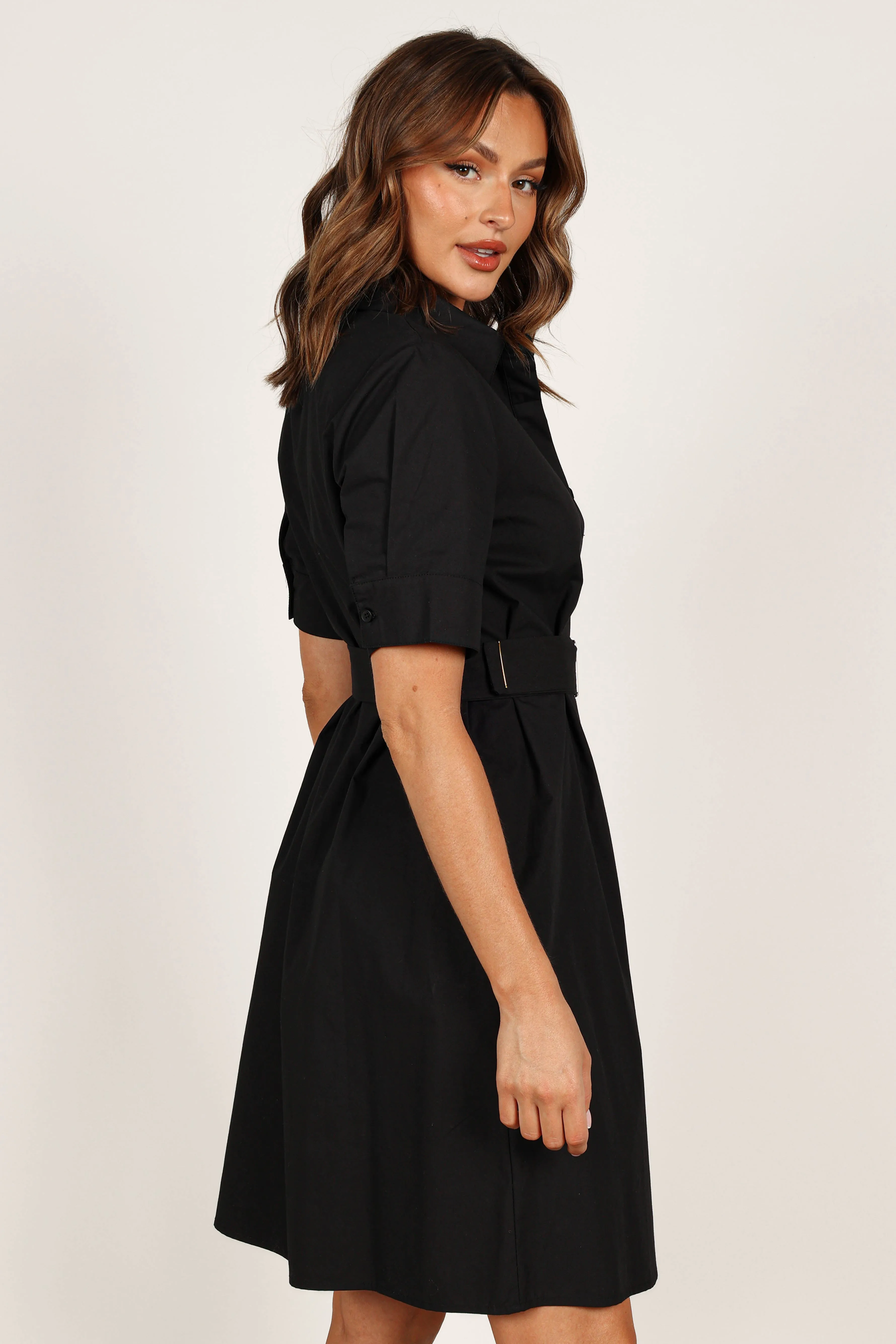Kamal Midi Belted Dress - Black