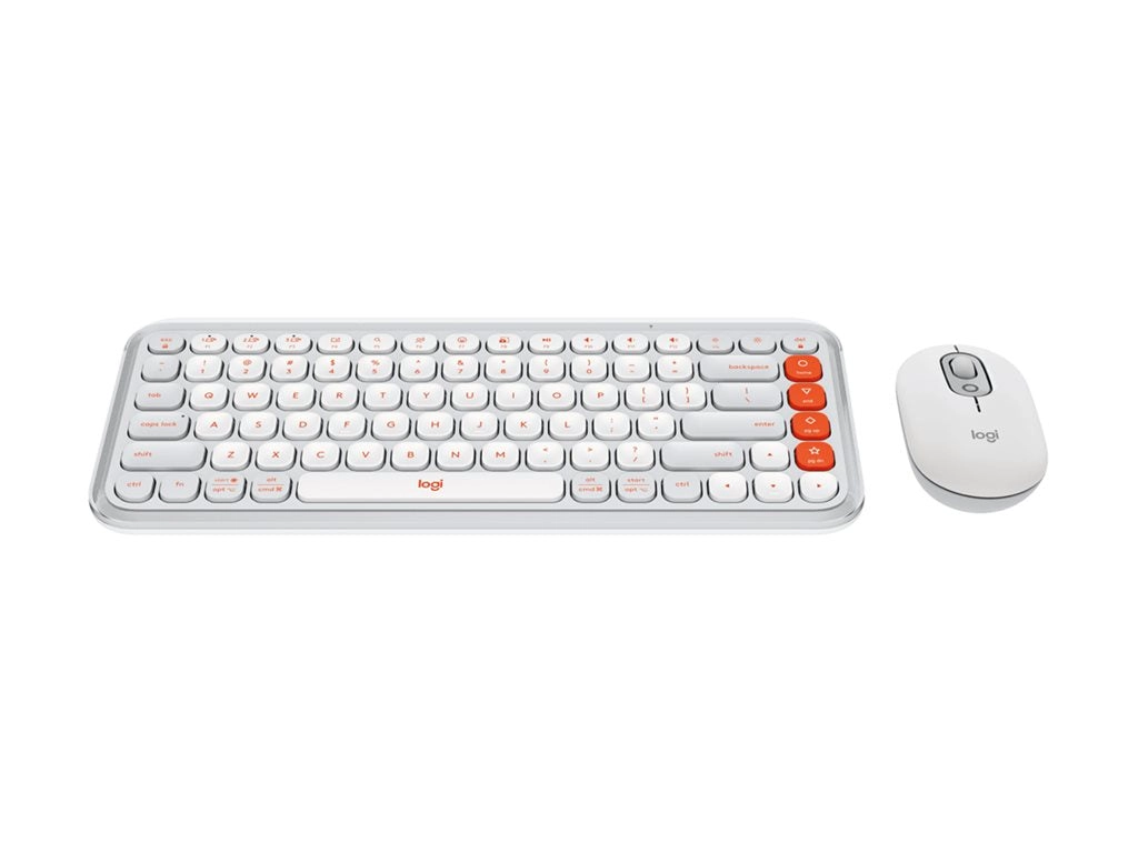 Logitech POP Icon Combo - Keyboard and mouse set - wireless - Bluetooth LE - QWERTY - English - off-white, orange 920-013104