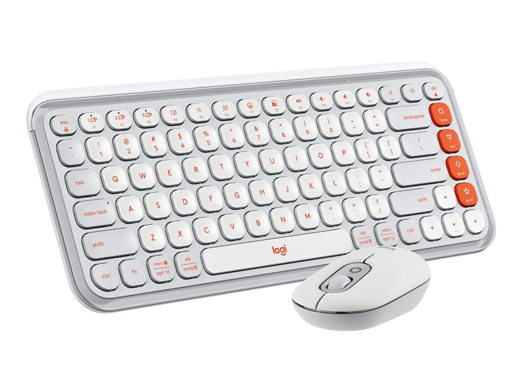 Logitech POP Icon Combo - Keyboard and mouse set - wireless - Bluetooth LE - QWERTY - English - off-white, orange 920-013104