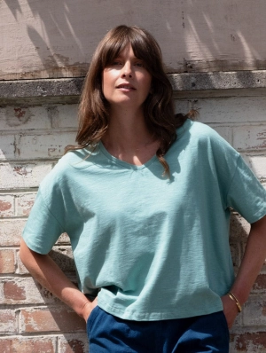 Lola Women's Cotton Boxy T-Shirt | Duck Egg