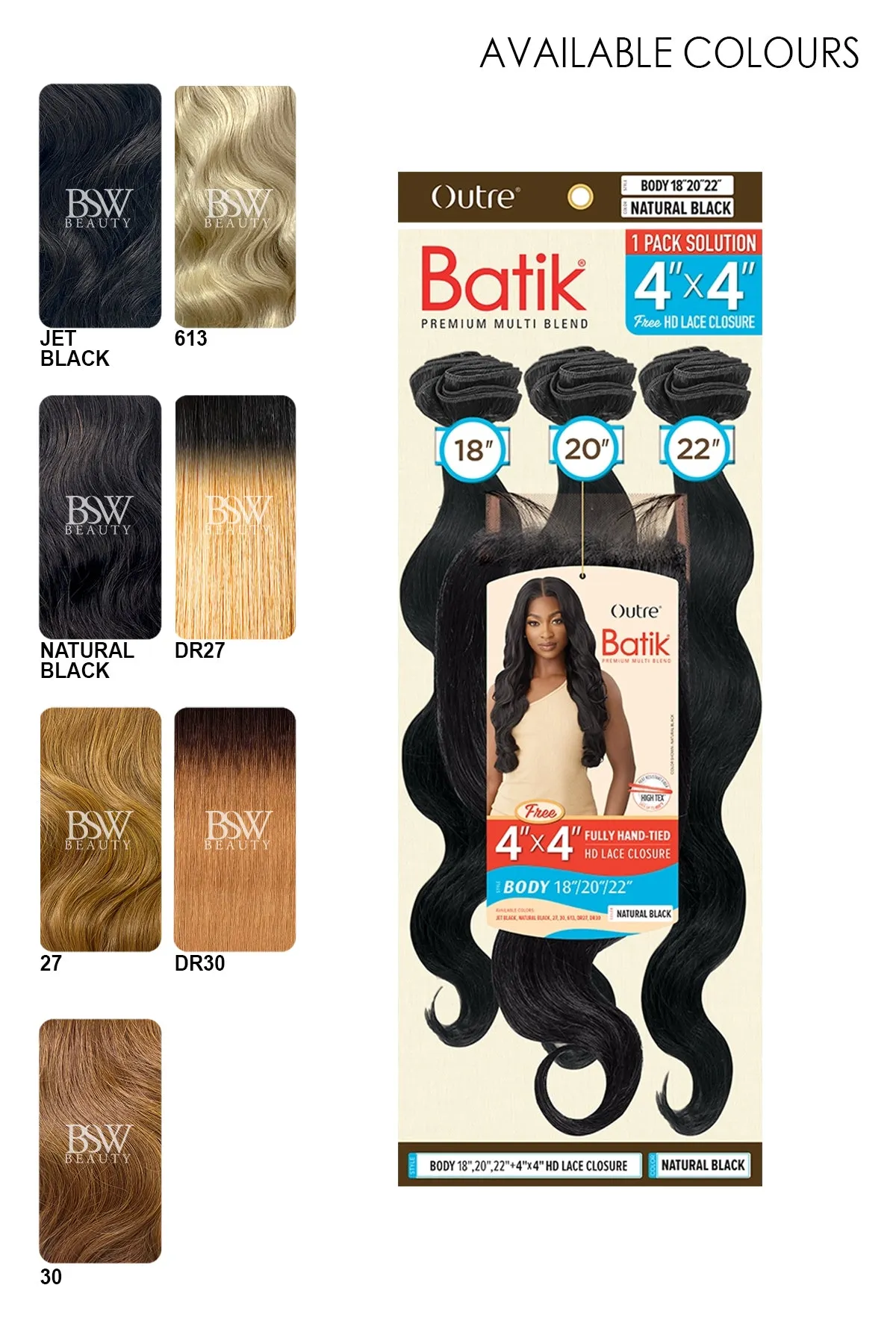 OUTRE BATIK BODY (18" 20" 22"   4x4 HD LACE CLOSURE)