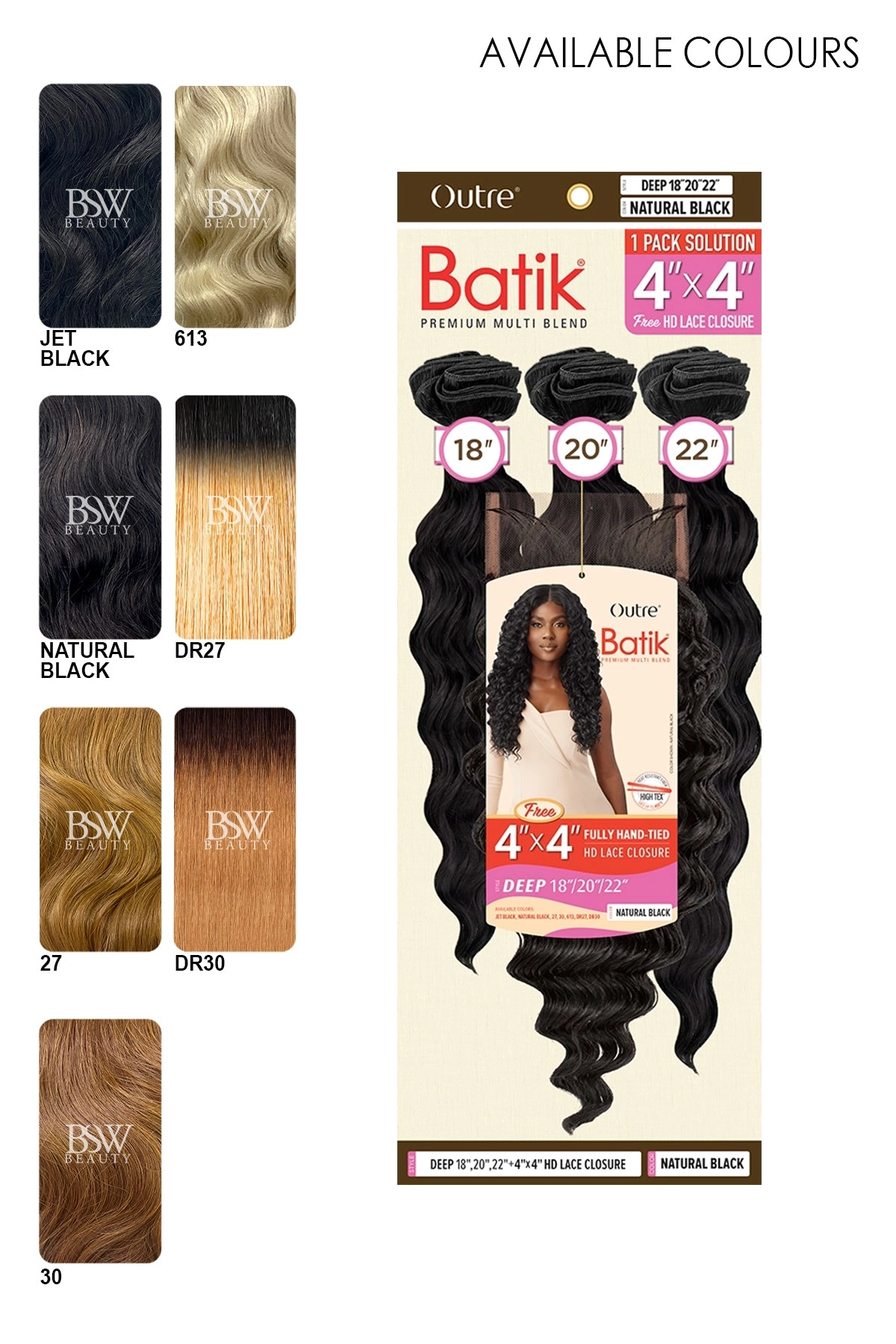 OUTRE BATIK DEEP (18" 20" 22"   4x4 HD LACE CLOSURE)