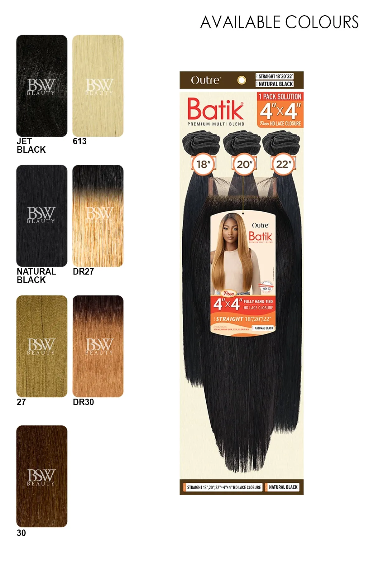 OUTRE BATIK STRAIGHT (18" 20" 22"   4x4 HD LACE CLOSURE)