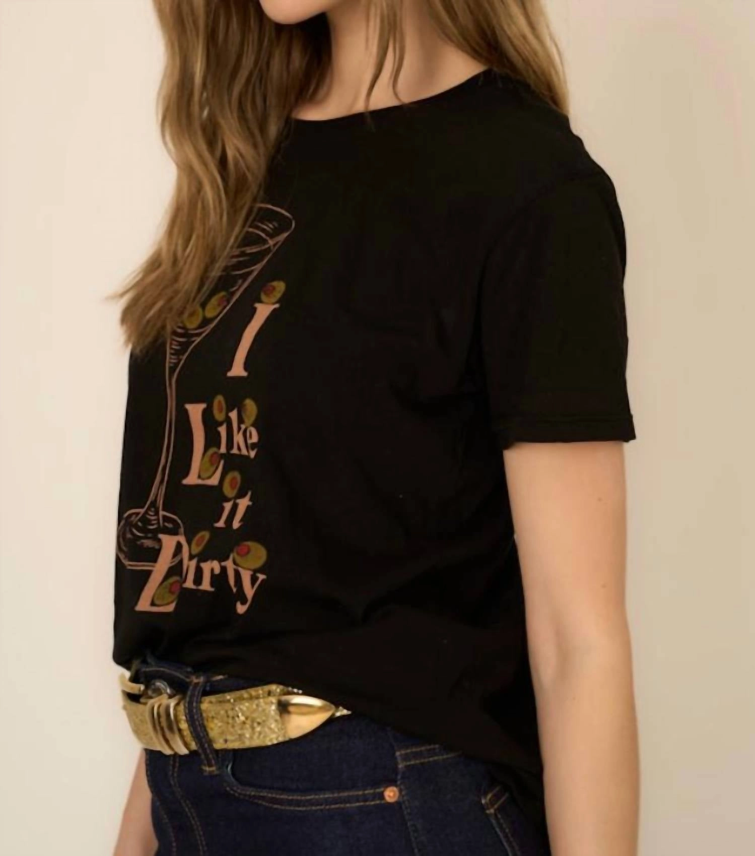 "i Like It Dirty" Martini Tee In Black