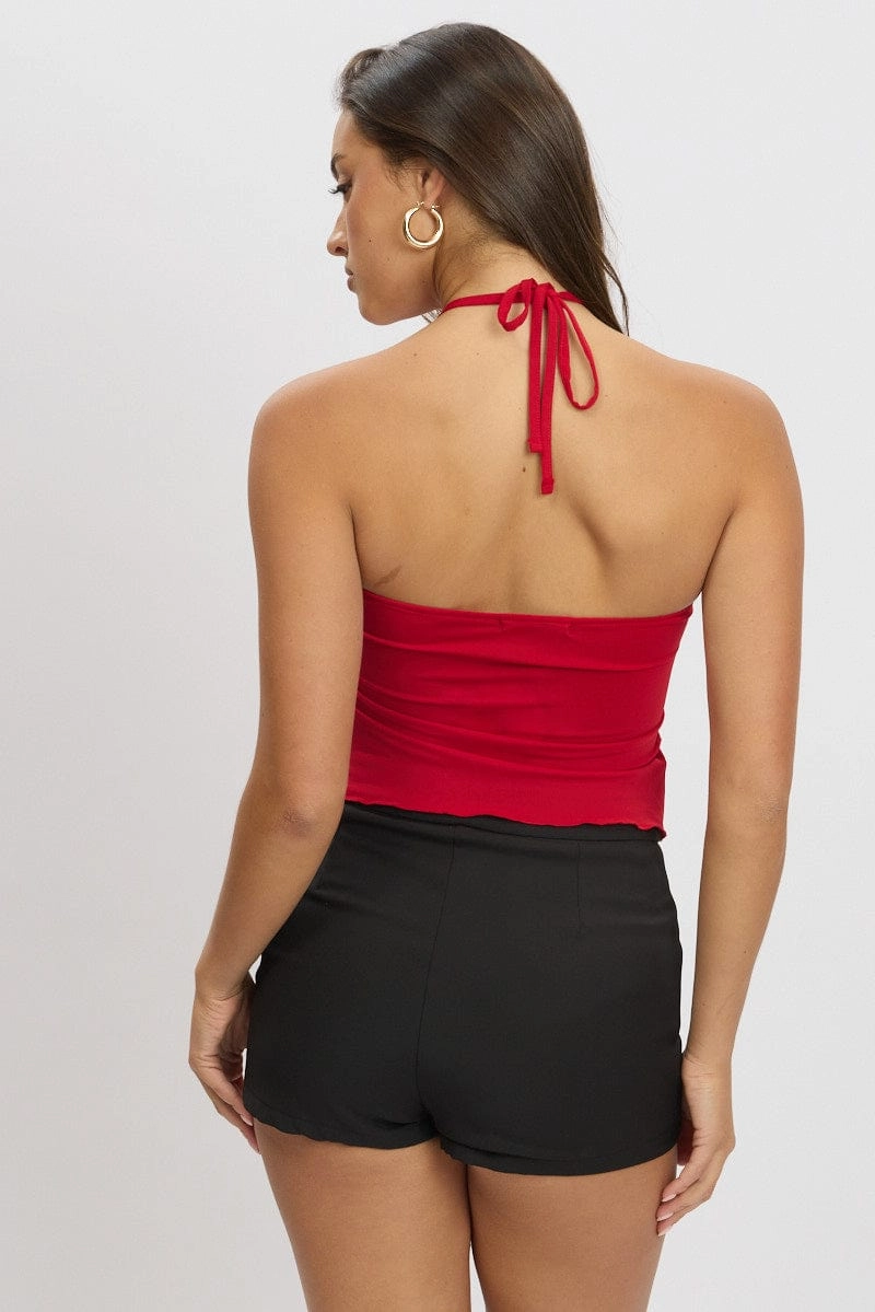 Red Halter Top Sleeveless