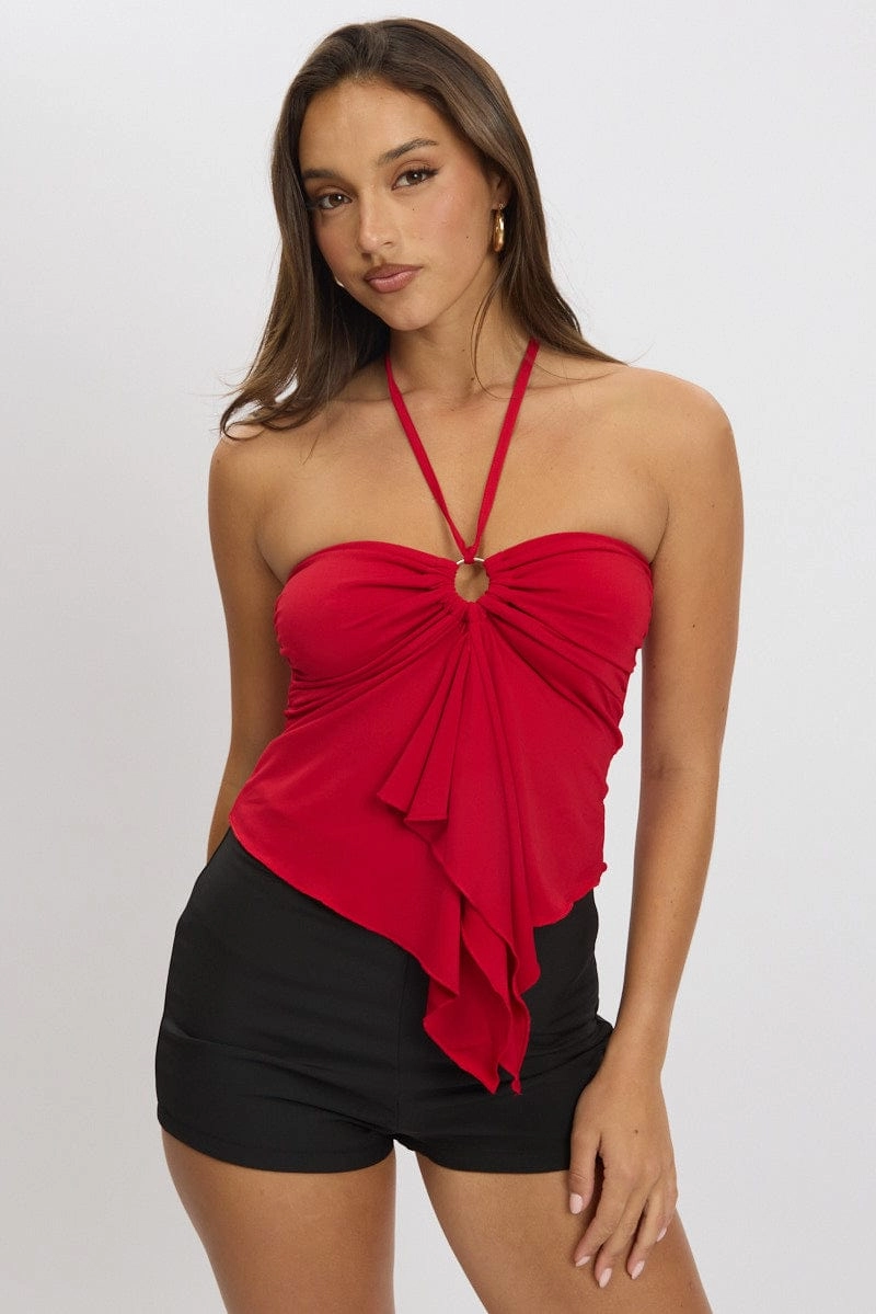 Red Halter Top Sleeveless