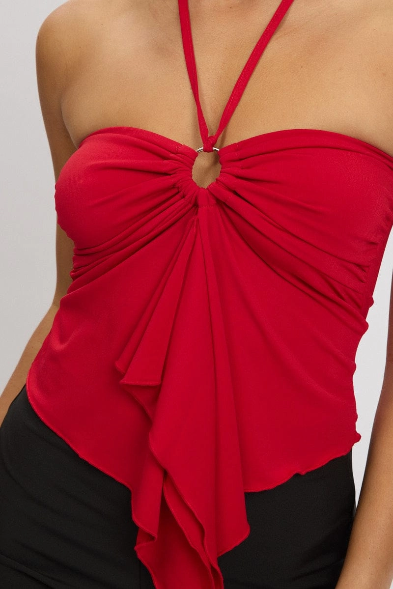 Red Halter Top Sleeveless