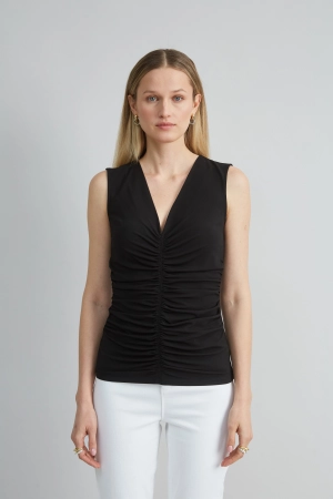 Ruched V-Neck Jersey Knit