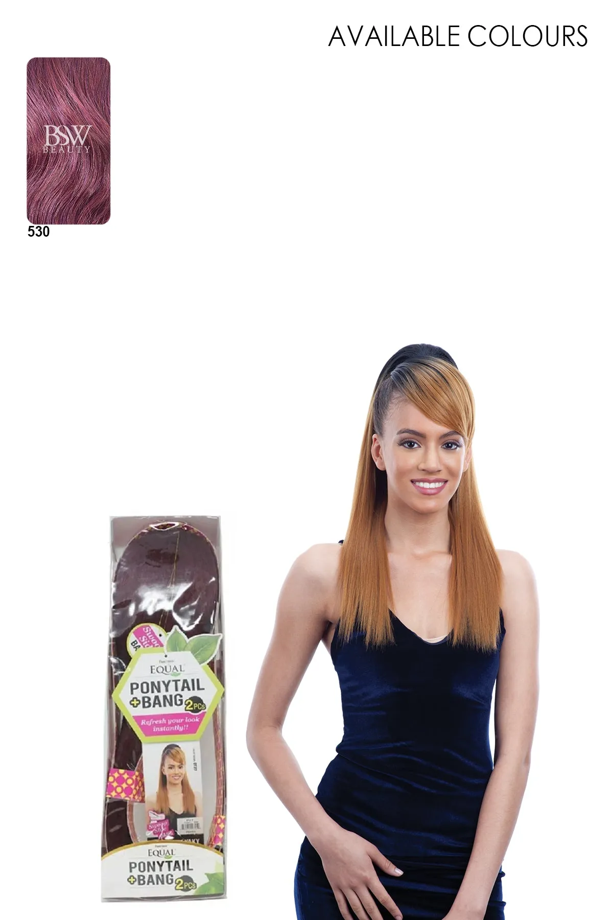 SHAKE N GO FREETRESS EQUAL DRAWSTRING PONYTAIL AND SWOOP SIDE BANG SMOOTH YAKY