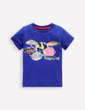 Short Sleeve Riso T-Shirt-Blue Heron Fish