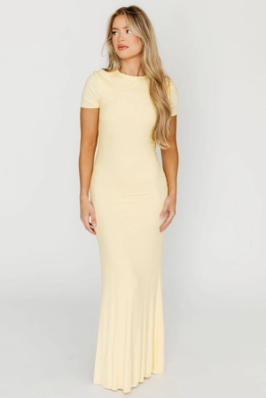The Charlie Ribbed Maxi Dress in Butter Yellow - Bump Friendly PRE-ORDER 4/22