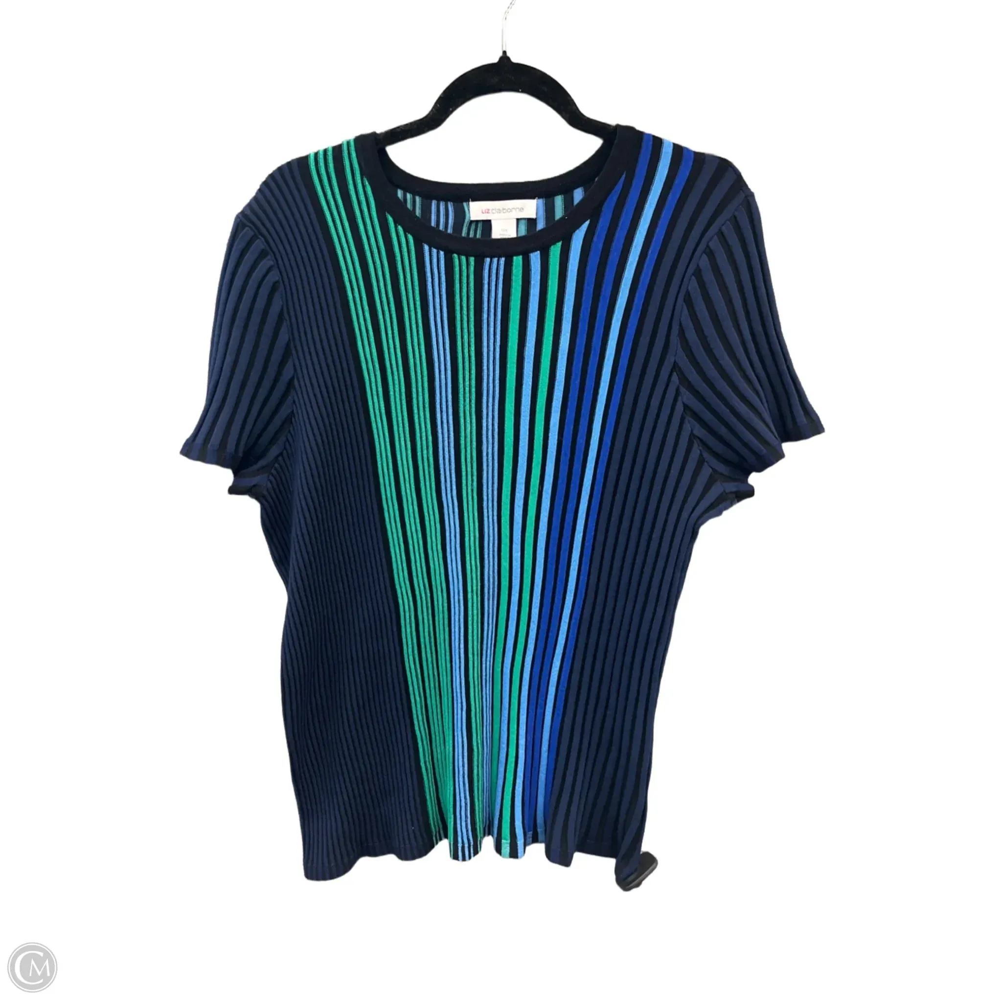 Top Short Sleeve By Liz Claiborne In Striped Pattern, Size: Xl
