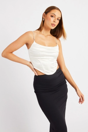 White Satin Cowl Cami Top