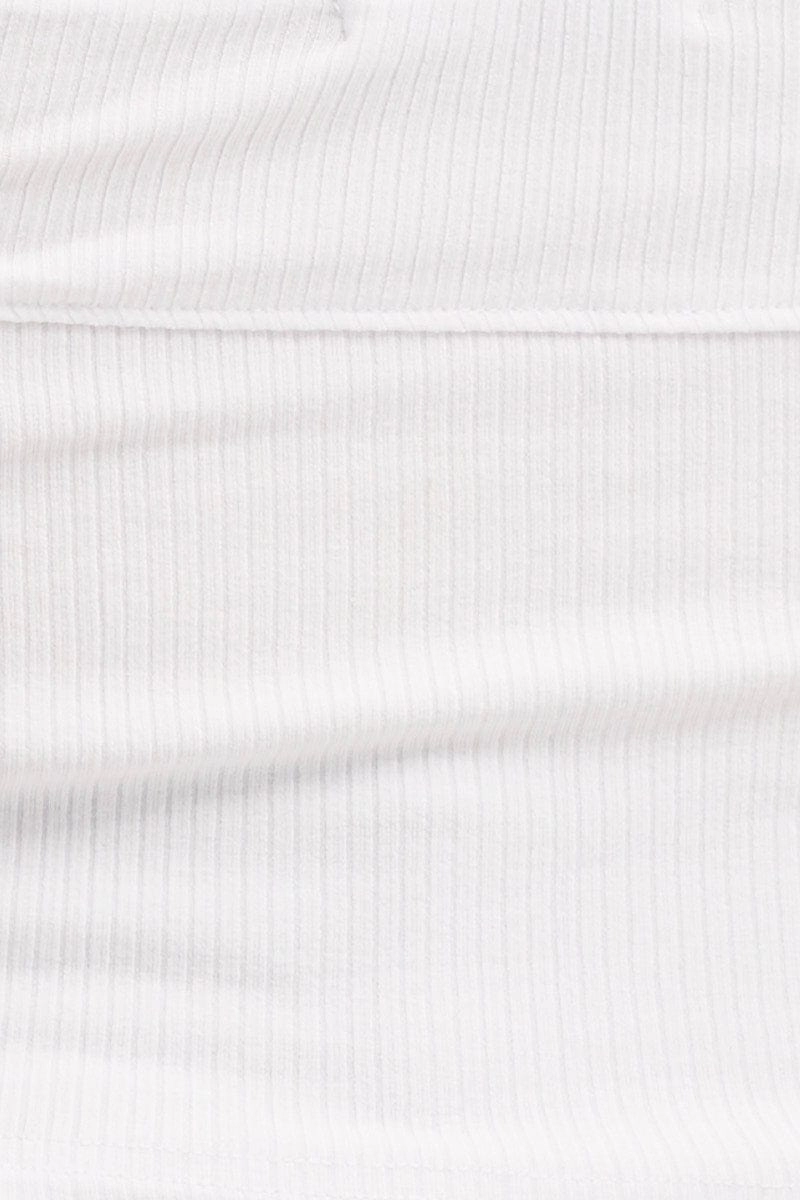 White Tube Top Bandeau Panel Detail Rib Strapless