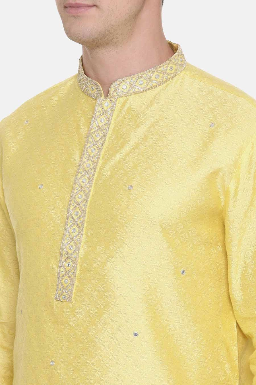 Yellow Jacquard Kurta Set
