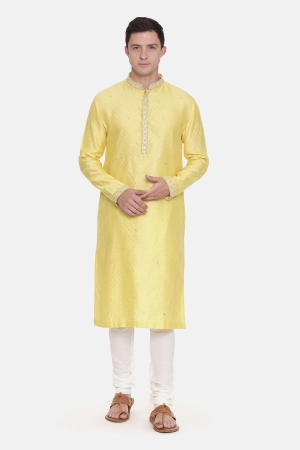 Yellow Jacquard Kurta Set